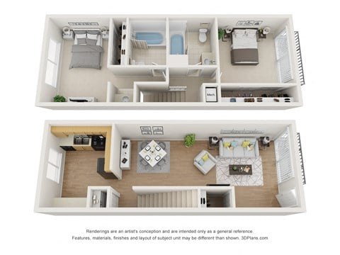 Floor plan for 2 beds, 2 baths, 1706 sqft